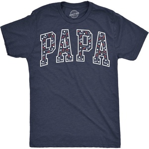 Mens Funny T Shirts Papa Text Pattern Sarcastic Fathers Day Tee for Men(Heather Navy – Papa Golf Pattern)