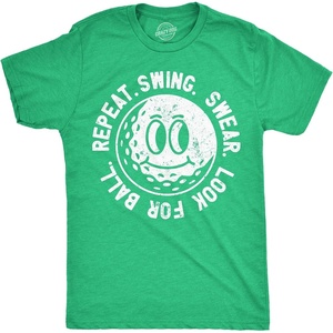 Mens Funny T Shirts Swing Swear Look for Ball Repeat Sarcastic Golfing Graphic Novelty Tee for Men