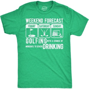 Mens Funny T Shirts Weekend Forecast Golfing with A Chance of Moderate to Severe Drinking Novelty Tee for Men