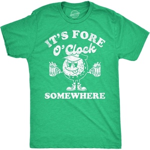 Mens Its Fore O Clock Somewhere Funny T Shirts Sarcastic Golf Tee for Men | Funny T Shirts, Graphic Apparel for Men, Cool Golf Short Sleeve, Drinking, Soft Cotton Blend, Novelty Tees for Guys(Green)