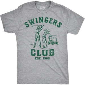 Mens Swingers Club Funny T Shirts Sarcastic Golfing Graphic Tee for Men | Funny T Shirts, Graphic Apparel for Men, Cool Golf Short Sleeve, Sarcastic, Soft Cotton Blend, Novelty Tees for Guys(Light Grey)