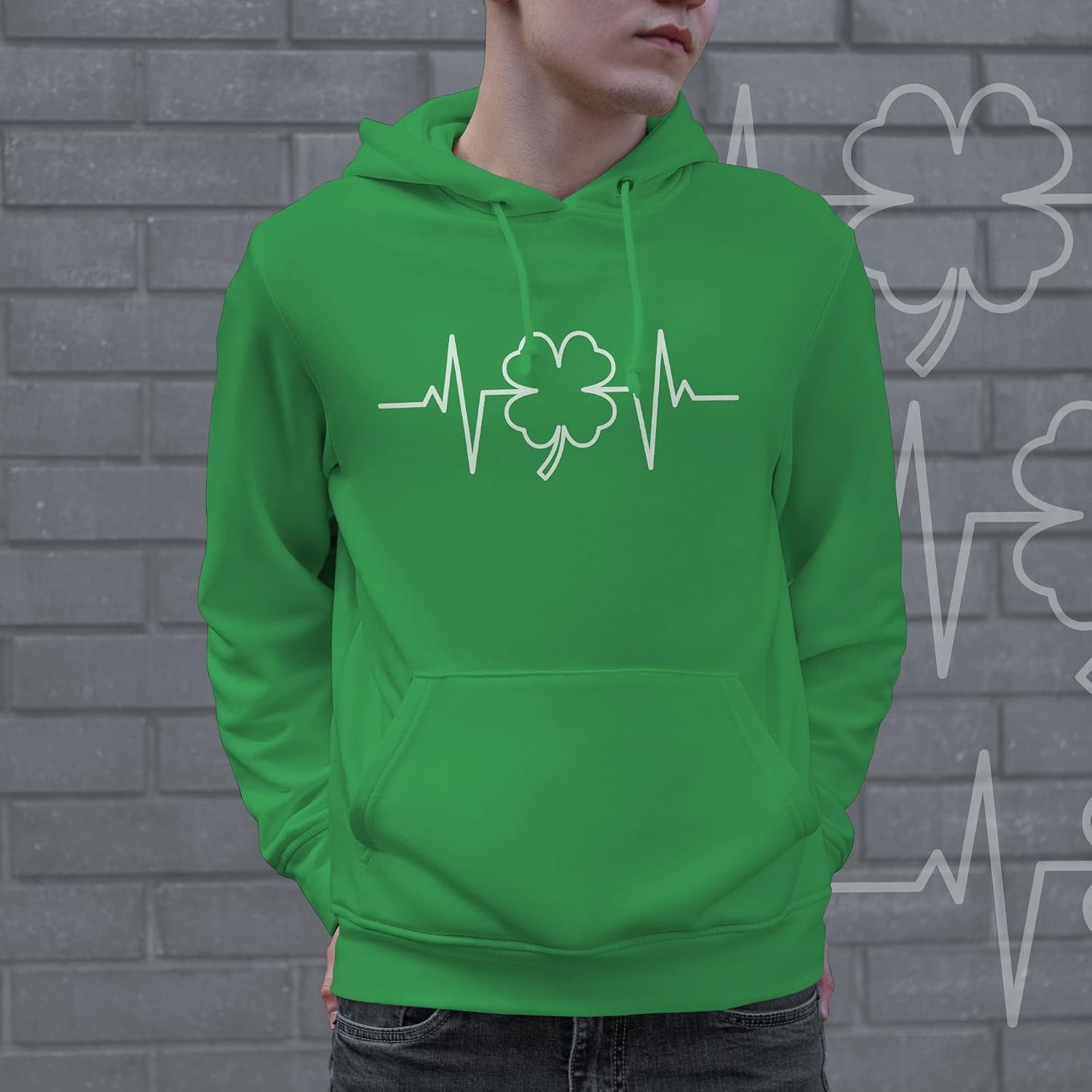 image:imageSaint Patricks Heart Beat Hoodie Funny St Paddys Day Parade Green Shenanigans Graphic SweatshirtGreen