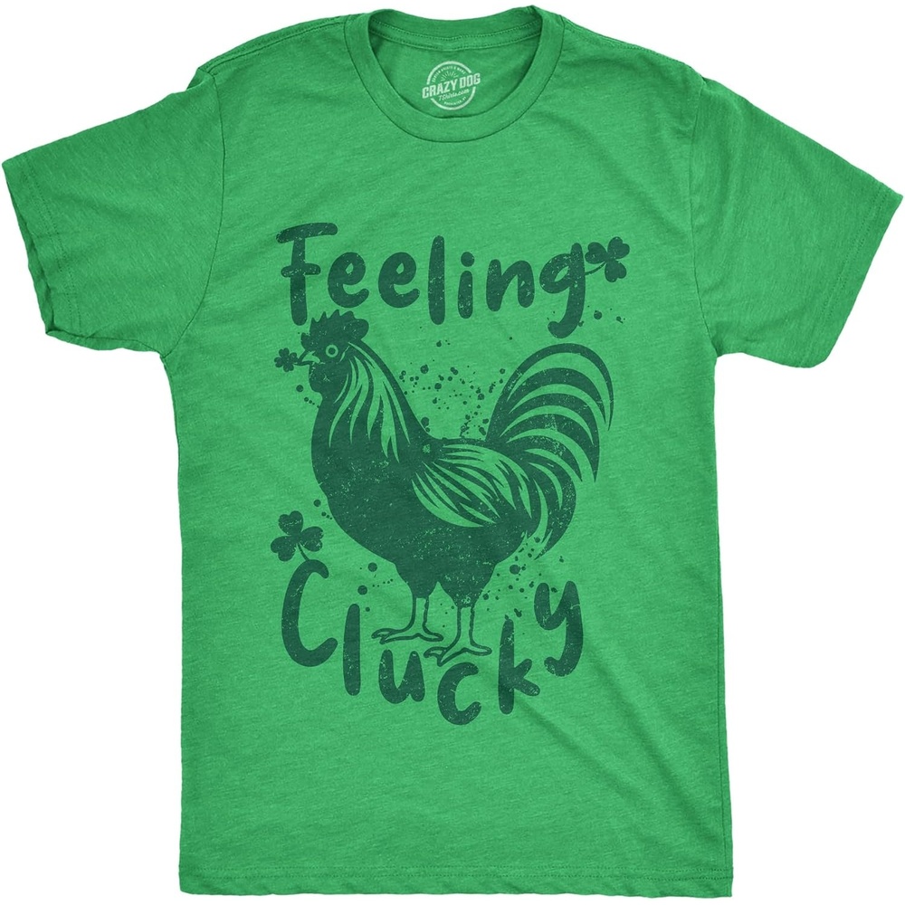 image:imageMens Feeling Clucky Funny T Shirt St Patricks Day Sarcastic Tee for GuysHeather Green Clucky