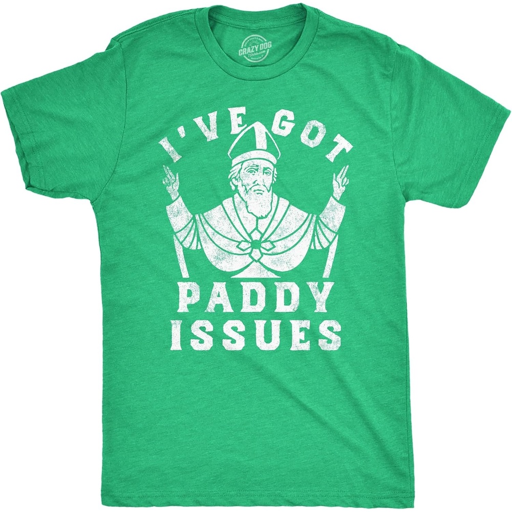 image:imageMens Funny T Shirts Ive Got Paddy Issues St Patricks Day Sarcastic Grapahic TeeHeather Green Paddy Issues