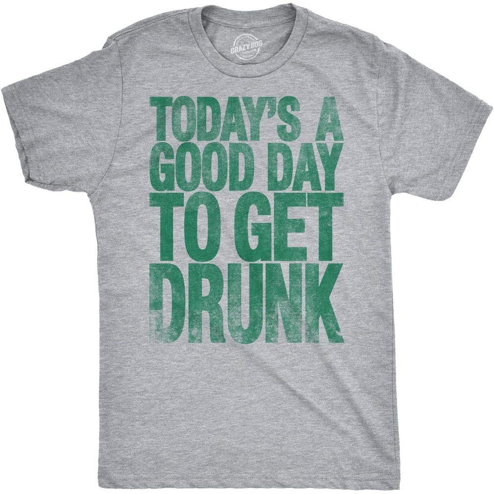image:imageMens Good Day to Get Drunk Funny Saint Patricks Day St T Shirt  Funny T Shirts Saint Patricks Day Apparel for Men Cool Beer Short Sleeve Drinking Soft Cotton Blend Novelty Tees forLight Heather Grey  Good Day