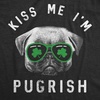 Mens Kiss Me Im Pugrish T Shirt Funny Saint Patricks Day Pug Irish Clover Tee(Heather Black)