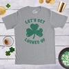 Mens Lets Get Lucked Up T Shirt Funny Saint Patricks Day Lucky Drinking Tee(Light Heather Grey)