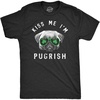 Mens Kiss Me Im Pugrish T Shirt Funny Saint Patricks Day Pug Irish Clover Tee(Heather Black)