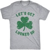 Mens Lets Get Lucked Up T Shirt Funny Saint Patricks Day Lucky Drinking Tee(Light Heather Grey)