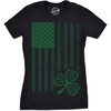 Womens Celtic USA Flag T Shirt Clover Graphic Cool Saint Patricks Day for Girls(Black)