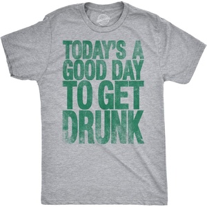 Mens Good Day to Get Drunk Funny Saint Patricks Day St T Shirt | Funny T Shirts, Saint Patrick’s Day Apparel for Men, Cool Beer Short Sleeve, Drinking, Soft Cotton Blend, Novelty Tees for(Light Heather Grey – Good Day)