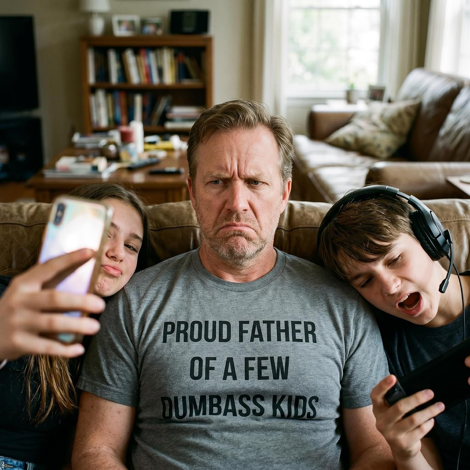 image:imageMens Proud Father of A Few Dumbass Kids T Shirt Funny Parent Tee Funny T Shirts Dad Joke Apparel for Men Cool Short Sleeve Soft Cotton Blend Novelty Tees for GuysHeather Black