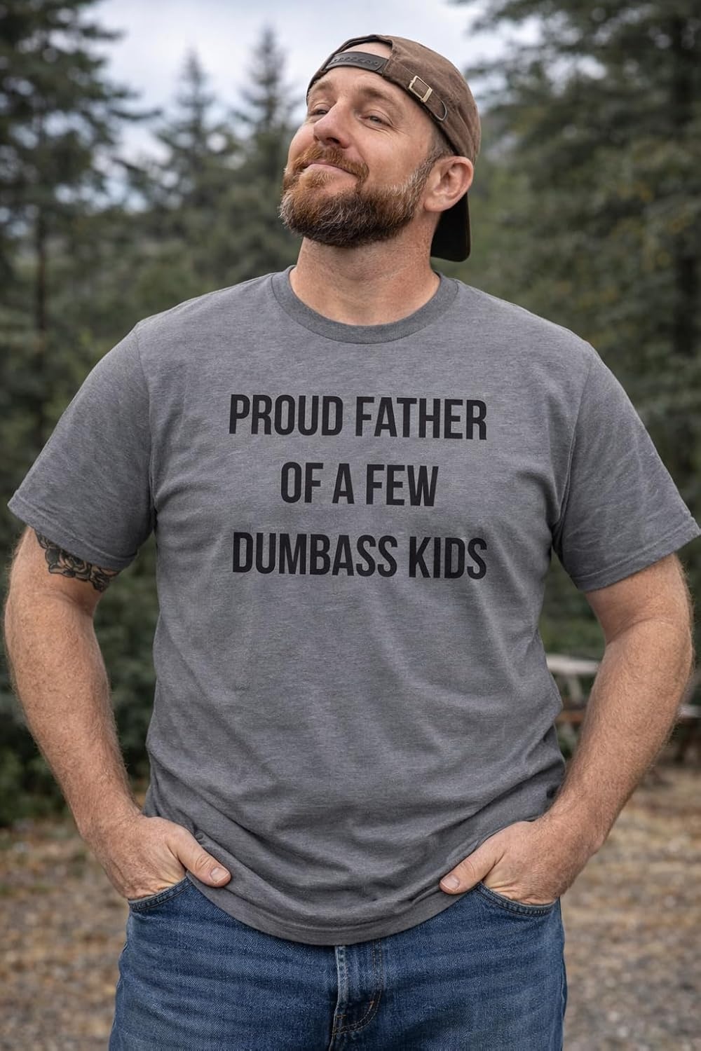 image:imageMens Proud Father of A Few Dumbass Kids T Shirt Funny Parent Tee Funny T Shirts Dad Joke Apparel for Men Cool Short Sleeve Soft Cotton Blend Novelty Tees for GuysDark Heather Grey
