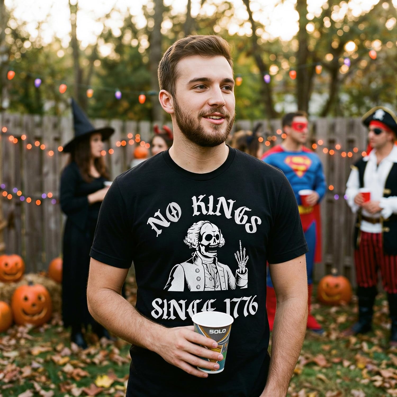 image:imageMens Funny No Kings Since 1776 Fourth of July Tee Funny T Shirts Patriotic Apparel for Men Cool Political Short Sleeve Soft Cotton Blend Novelty Tees for Guys