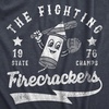 Mens The Fighting Firecrackers T Shirt Funny Fourth of July Party Baseball Team Tee for Guys(Heather Navy – Firecrackers)