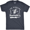 Mens The Fighting Firecrackers T Shirt Funny Fourth of July Party Baseball Team Tee for Guys(Heather Navy – Firecrackers)