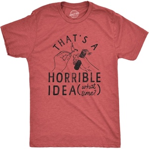 Crazy Dog T-Shirts mens 022horribleideafireworkmen(Heather Red – Idea)