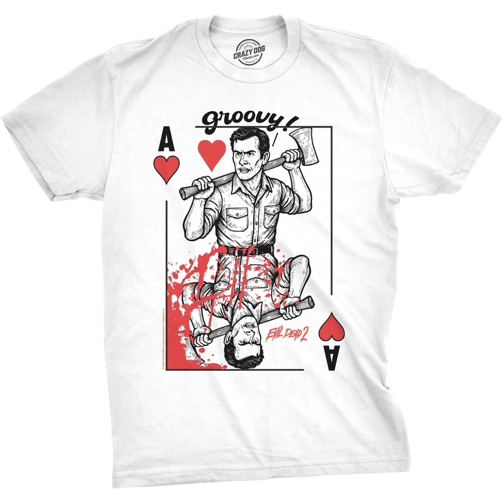 image:imageMens Evil Dead 2 T Shirts Funny Horror Movie Tees for GuysWhite Ash Playing Card