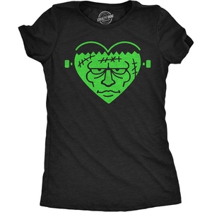 Womens Funny T Shirts Frankenstein Heart Sarcastic Halloween Graphic Tee for Ladies