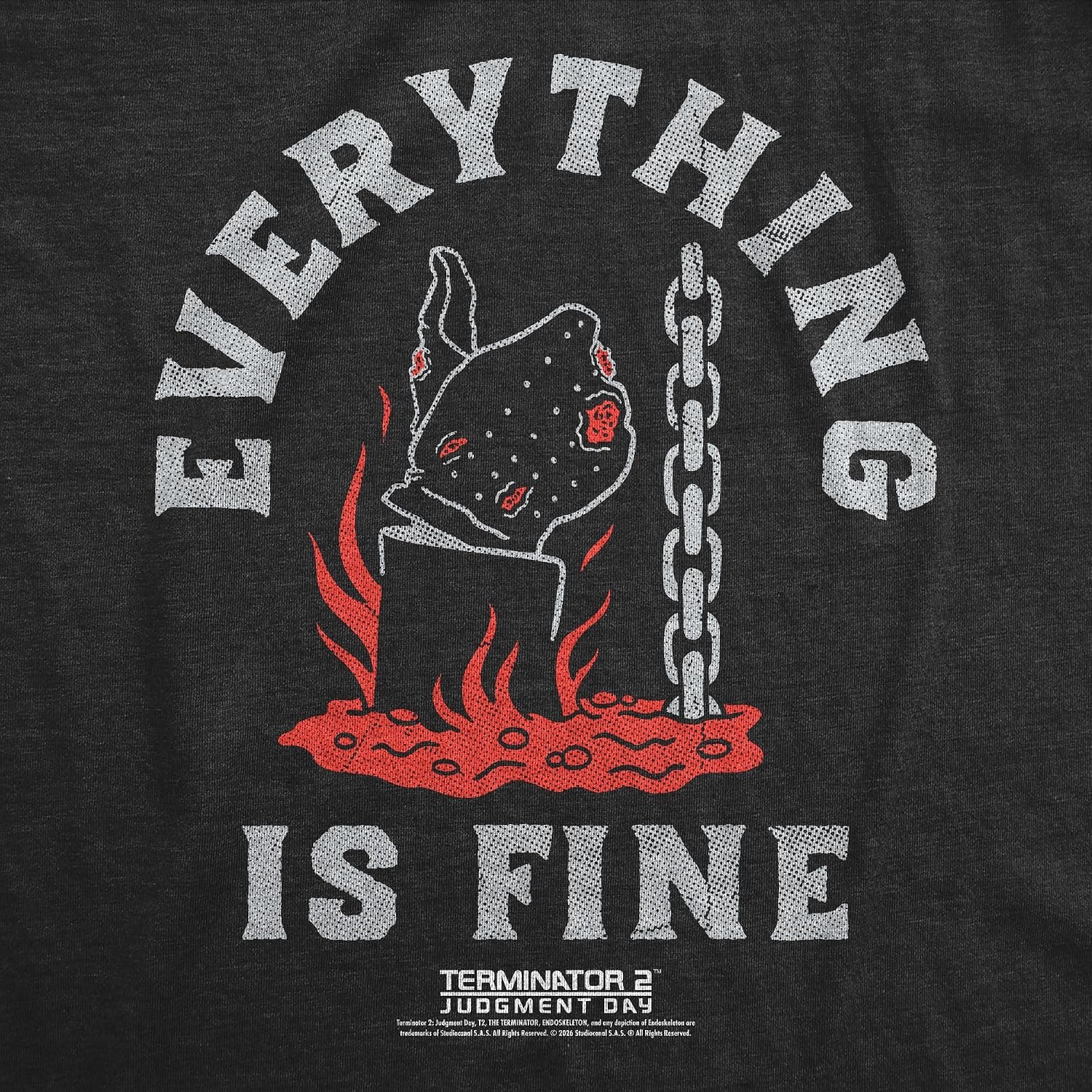 image:imageWomens Terminator 2 Judgement Day Tm T Shirts Retro Movie TeesHeather Black Everything is Fine