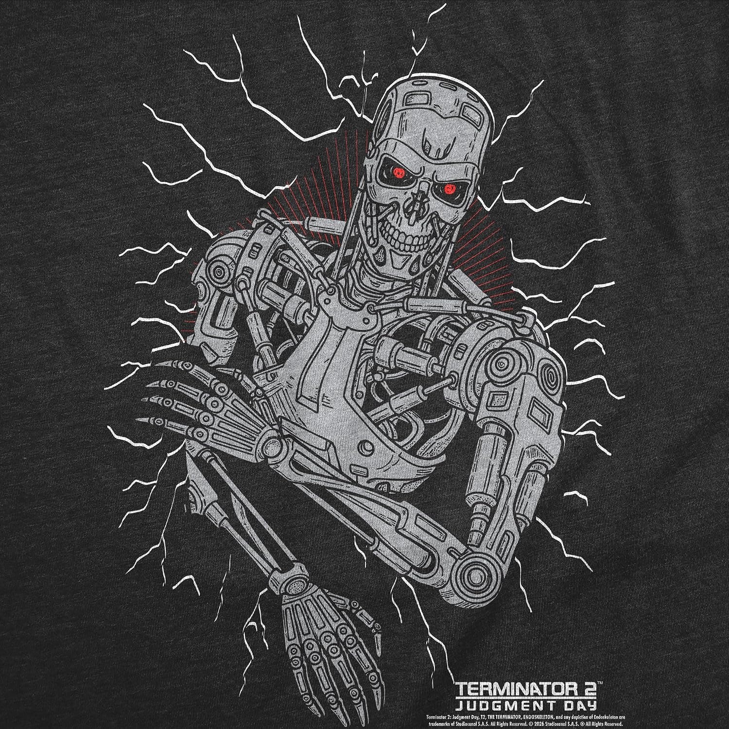 image:imageWomens Terminator 2 Judgement Day Tm T Shirts Retro Movie TeesHeather Black T 800 Bust Through