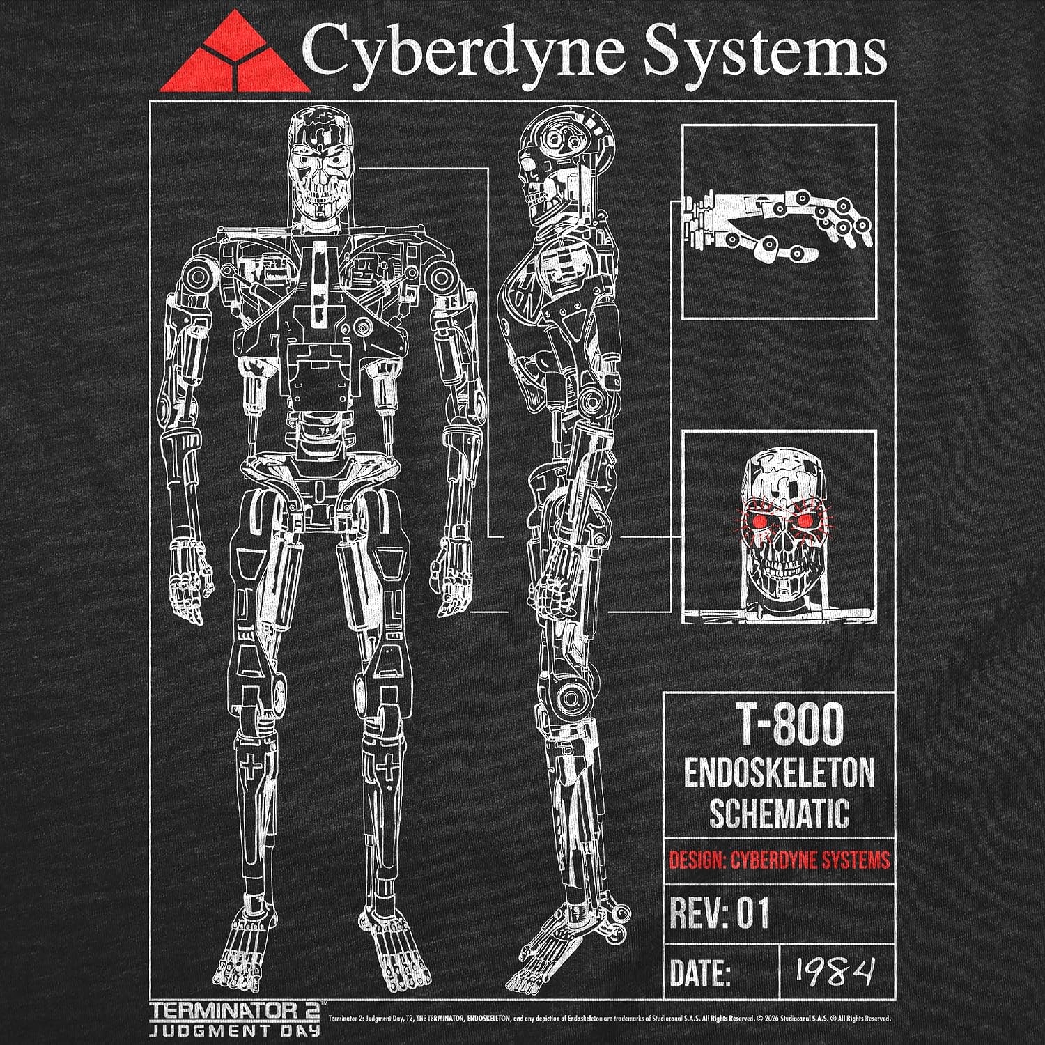 image:imageWomens Terminator 2 Judgement Day Tm T Shirts Retro Movie TeesHeather Black T 800 Endoskeleton