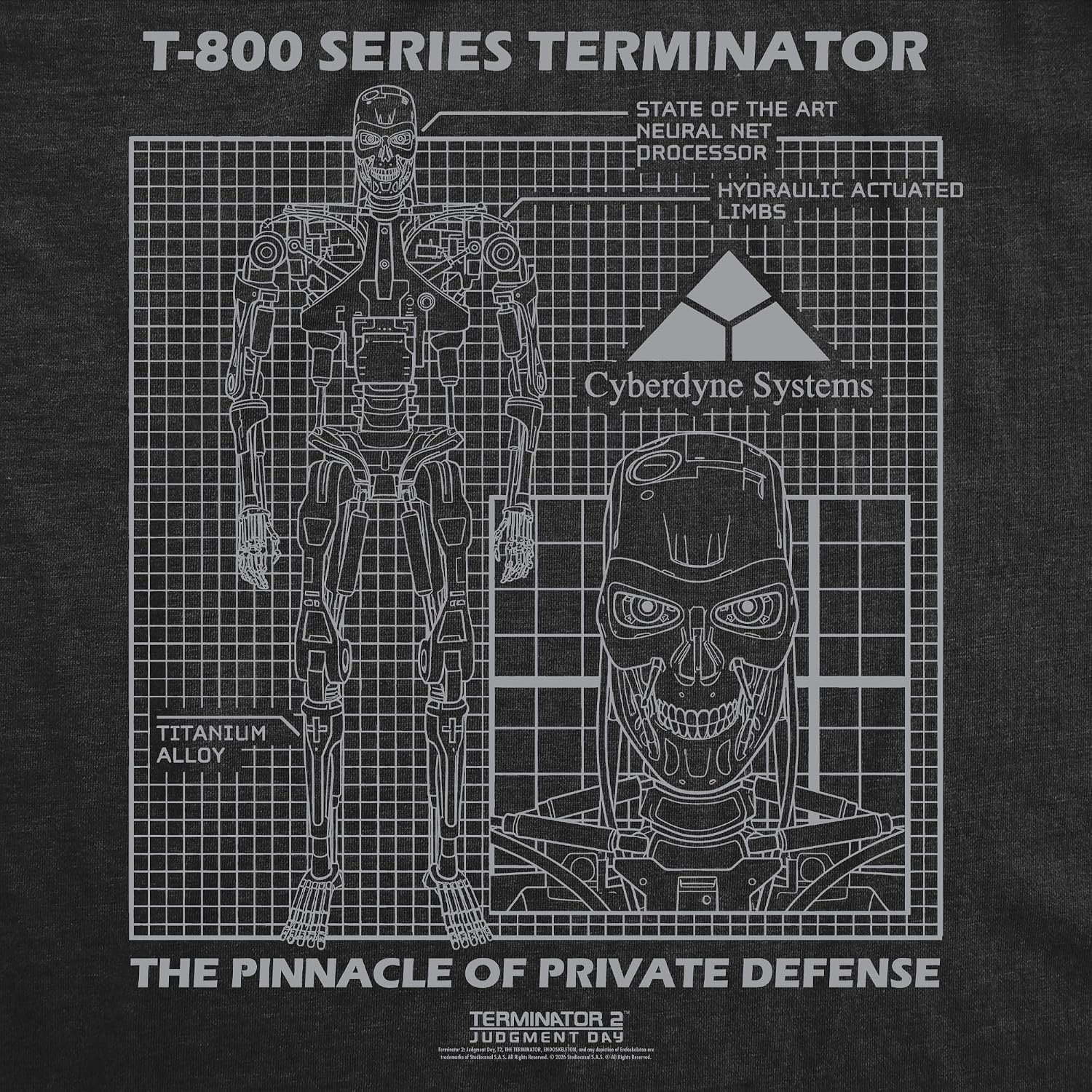 image:imageWomens Terminator 2 Judgement Day Tm T Shirts Retro Movie TeesHeather Black T 800 Schematic