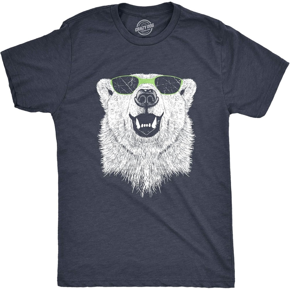 image:imageMens Funny Animal Shirts Crazy Polar Bear Goat Flip Squirrel Hunter and Crow Animal Graphic Tees  Funny T Shirts Graphic Apparel for Men Cool Political Short Sleeve Soft Cotton Blend Novelty Tees for GuysHeather Navy  Polar Sunglasses