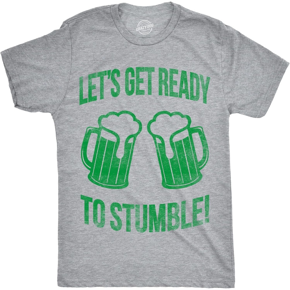 image:imageMens Lets Get Ready to Stumble Shirt Funny Saint Patricks Day Tee  Funny T Shirts Saint Patricks Day Apparel for Men Cool Drinking Short Sleeve Soft Cotton Blend Novelty Tees for GuysLight Heather Grey