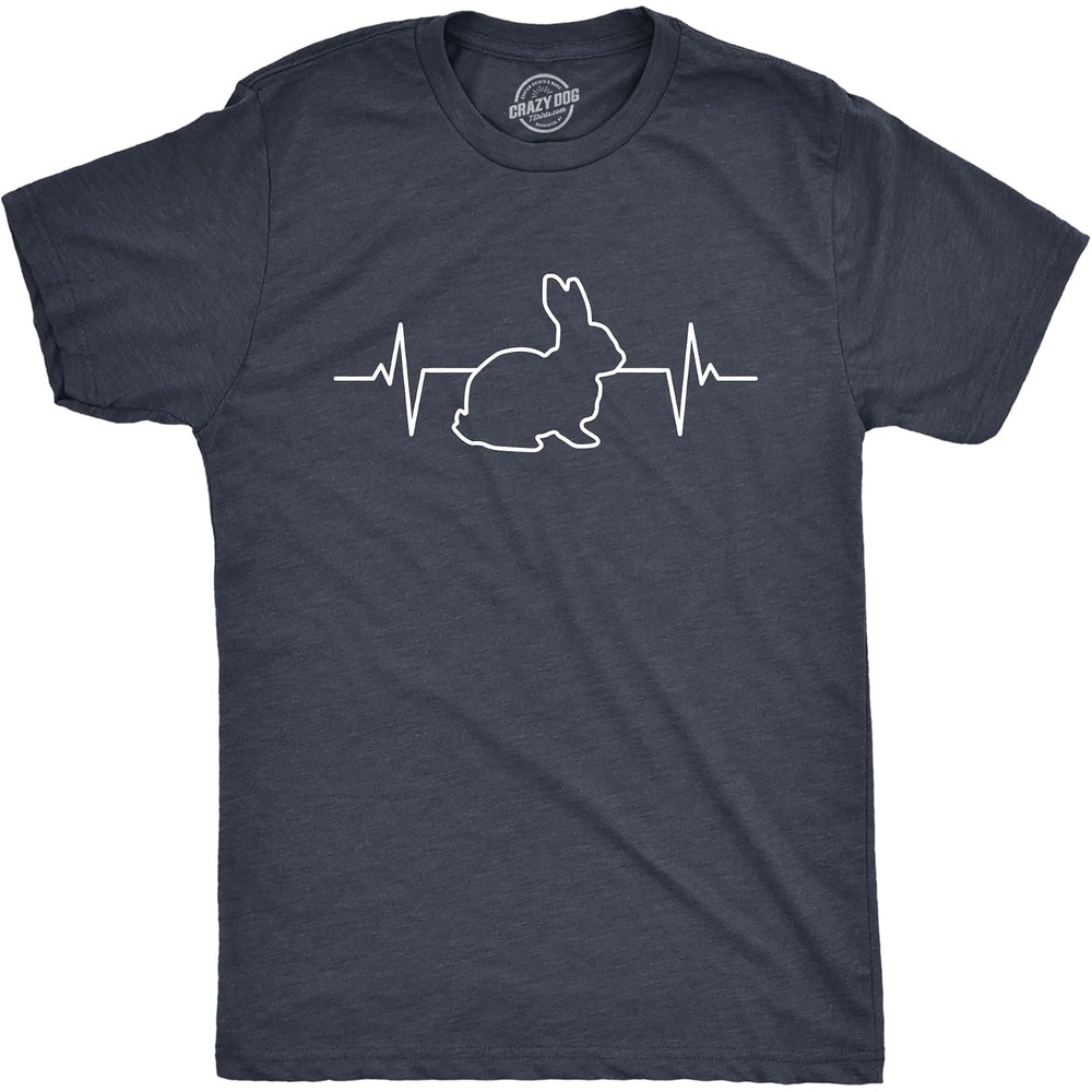 image:imageMens Rabbit Heart Beat T Shirt Funny Cool Easter Bunny Pulse Monitor Tee for Guys Funny T Shirts Easter Apparel for Men Cool Animal Short Sleeve Novelty Navy 3XL