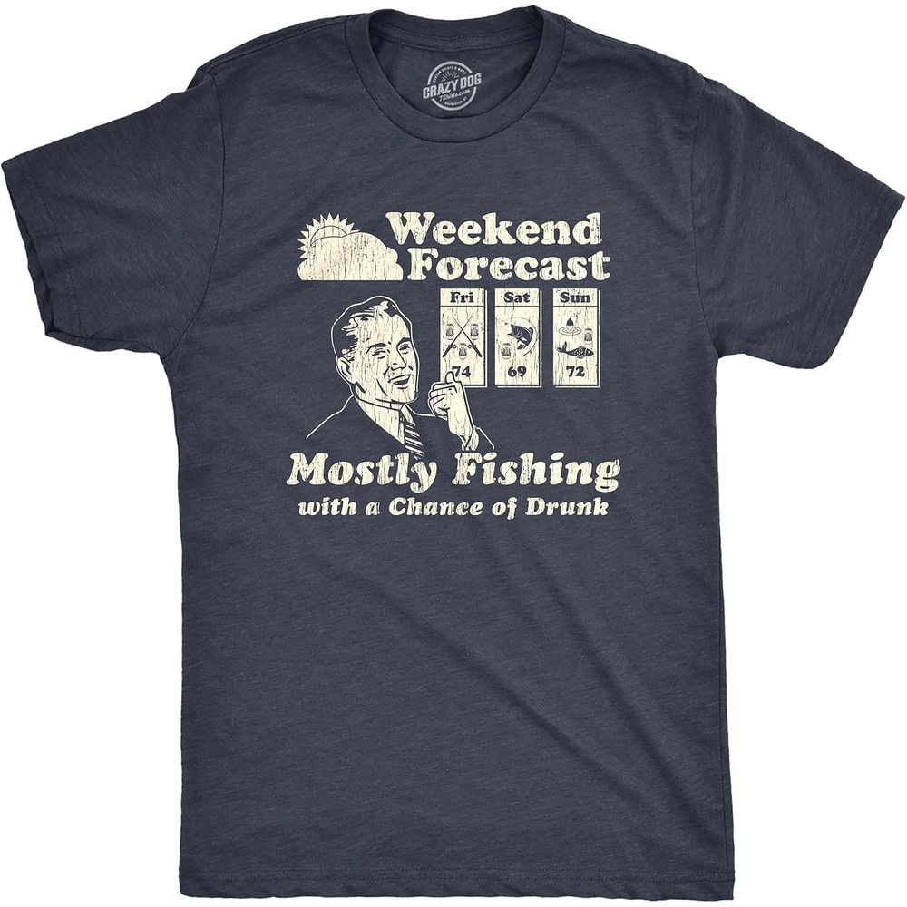 image:imageMens Size Matters Funny Fishing Novelty Sarcastic Tee Guys Gift Funny T Shirts Graphic Apparel for Men Cool Fishing Short Sleeve Sarcastic Soft Cotton Blend Novelty Tees for GuysHeather Navy Forecast