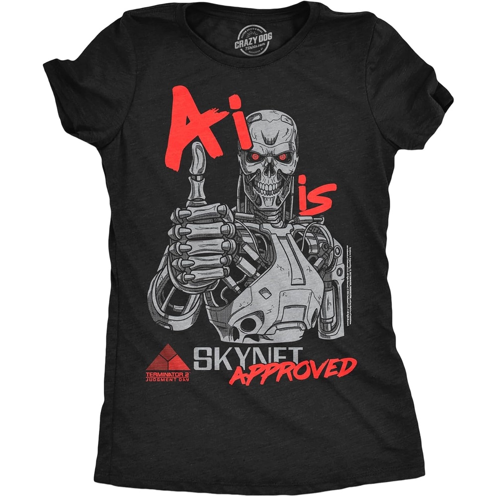 image:imageWomens Terminator 2 Judgement Day Tm T Shirts Retro Movie TeesHeather Black Ai Skynet Approved