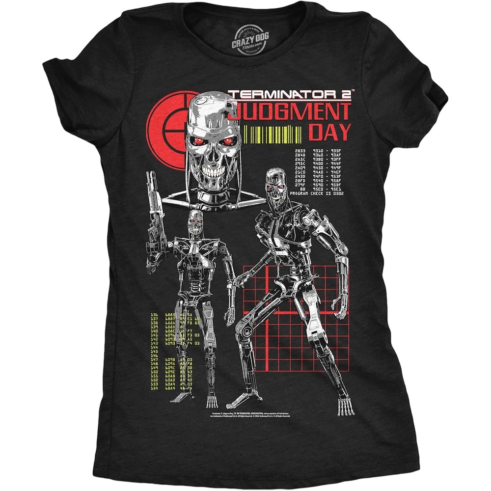 image:imageWomens Terminator 2 Judgement Day Tm T Shirts Retro Movie TeesHeather Black Endo Collage