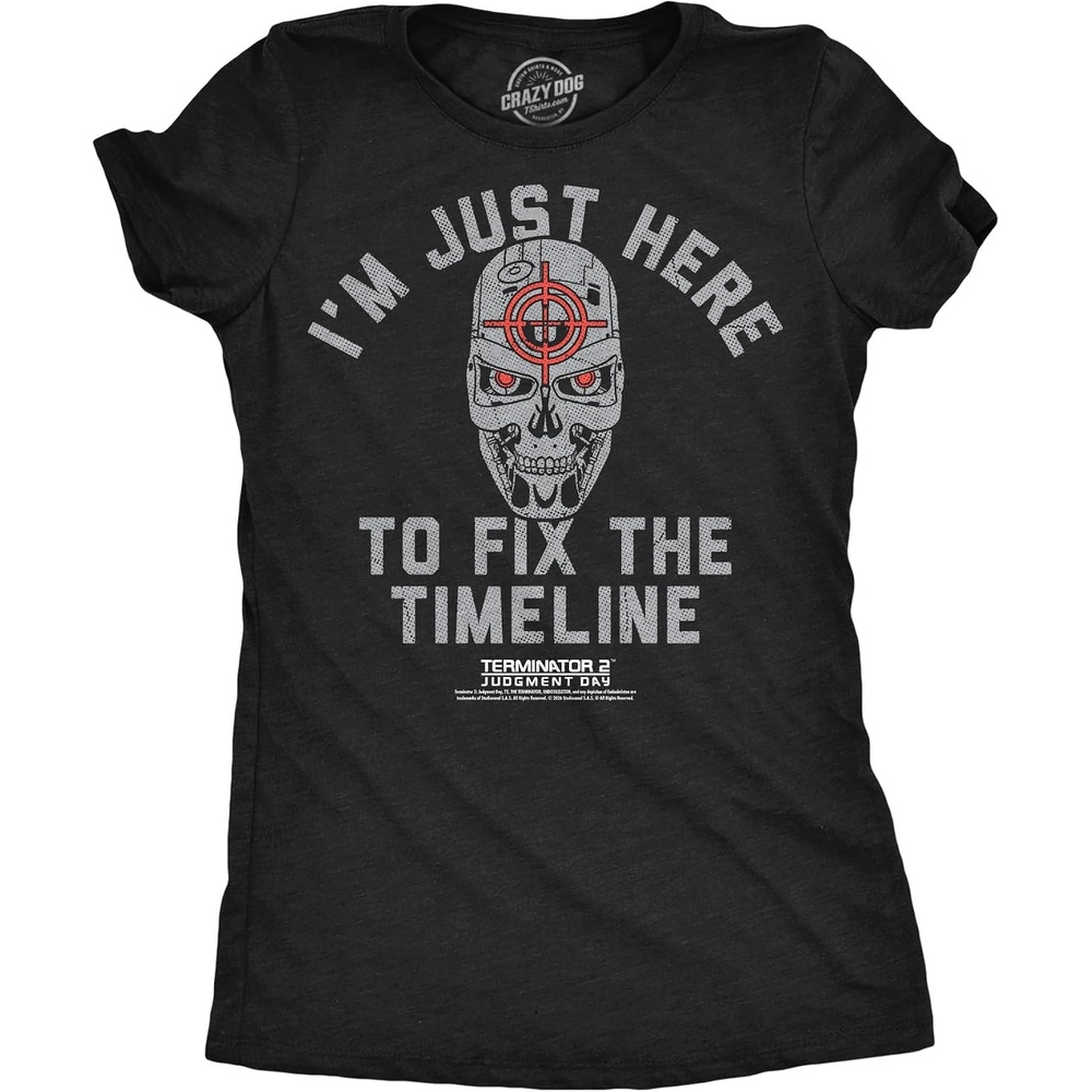 image:imageWomens Terminator 2 Judgement Day Tm T Shirts Retro Movie TeesHeather Black Fix Timeline