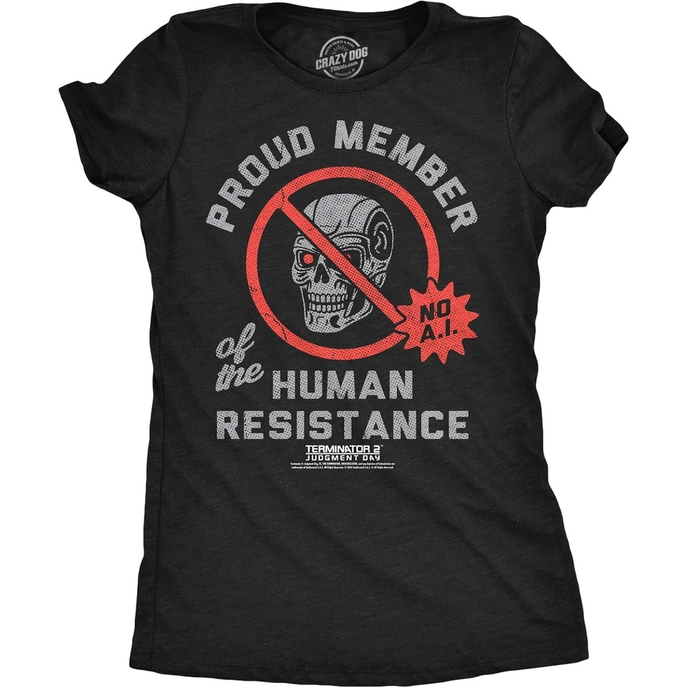 image:imageWomens Terminator 2 Judgement Day Tm T Shirts Retro Movie TeesHeather Black Human Resistance