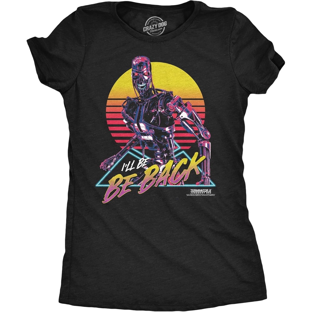 image:imageWomens Terminator 2 Judgement Day Tm T Shirts Retro Movie TeesHeather Black Ill Be Back