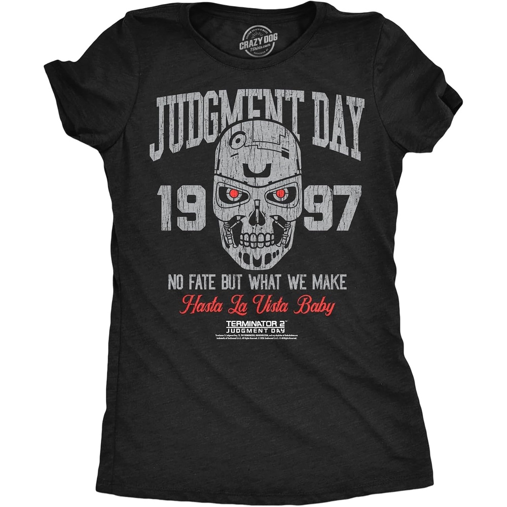 image:imageWomens Terminator 2 Judgement Day Tm T Shirts Retro Movie TeesHeather Black Judgement Day 1997