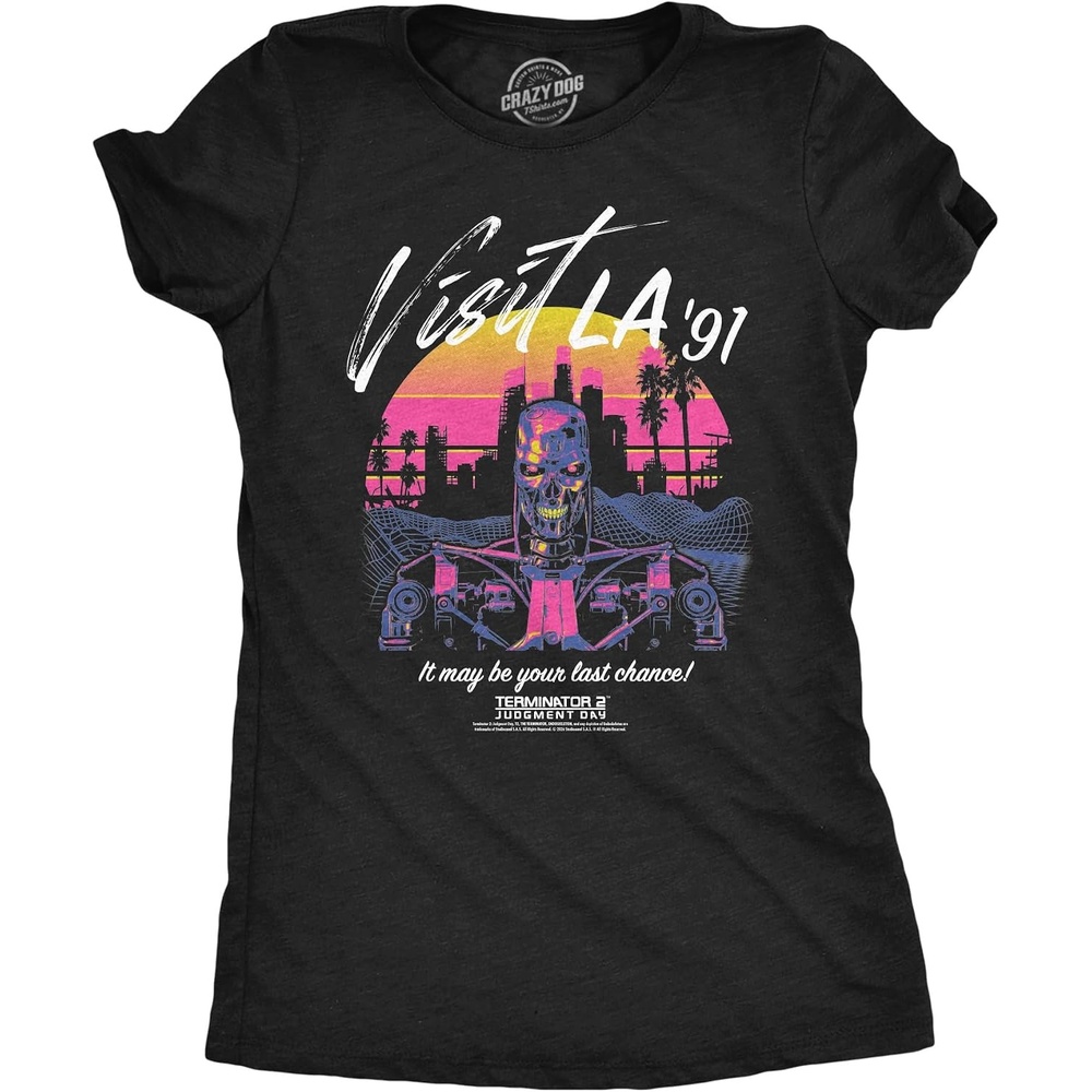 image:imageWomens Terminator 2 Judgement Day Tm T Shirts Retro Movie TeesHeather Black Visit La 91