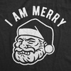 Mens I Am Merry T Shirt Funny Santa Claus Face Graphic Novelty Vintage Tee(Heather Black)