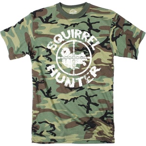 Mens Funny Animal Shirts Crazy Polar Bear Goat Flip Squirrel Hunter and Crow Animal Graphic Tees | Funny T Shirts, Graphic Apparel for Men, Cool Political Short Sleeve, Soft Cotton Blend, Novelty Tees for Guys(Camo – Squirrel Hunter)