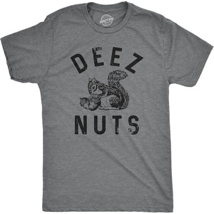 Mens Funny Animal Shirts Crazy Polar Bear Goat Flip Squirrel Hunter and Crow Animal Graphic Tees | Funny T Shirts, Graphic Apparel for Men, Cool Political Short Sleeve, Soft Cotton Blend, Novelty Tees for Guys(Dark Heather Grey – Deez Nuts)
