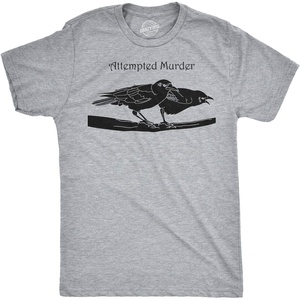 Mens Funny Animal Shirts Crazy Polar Bear Goat Flip Squirrel Hunter and Crow Animal Graphic Tees | Funny T Shirts, Graphic Apparel for Men, Cool Political Short Sleeve, Soft Cotton Blend, Novelty Tees for Guys(Light Heather Grey – Attempted Murder)