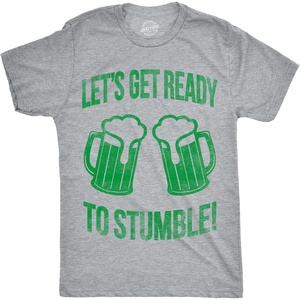 Mens Lets Get Ready to Stumble Shirt Funny Saint Patricks Day Tee | Funny T Shirts, Saint Patrick’s Day Apparel for Men, Cool Drinking Short Sleeve, Soft Cotton Blend, Novelty Tees for Guys(Light Heather Grey)