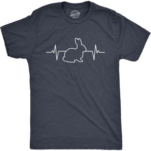 Mens Rabbit Heart Beat T Shirt Funny Cool Easter Bunny Pulse Monitor Tee for Guys Funny T Shirts Easter Apparel for Men Cool Animal Short Sleeve Novelty Navy 3XL