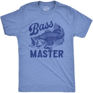 Mens Size Matters Funny Fishing Novelty Sarcastic Tee Guys Gift | Funny T Shirts, Graphic Apparel for Men, Cool Fishing Short Sleeve, Sarcastic, Soft Cotton Blend, Novelty Tees for Guys(Light Heather Blue – Bass Master)