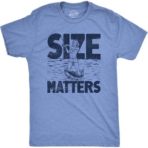 Mens Size Matters Funny Fishing Novelty Sarcastic Tee Guys Gift | Funny T Shirts, Graphic Apparel for Men, Cool Fishing Short Sleeve, Sarcastic, Soft Cotton Blend, Novelty Tees for Guys(Light Heather Blue – Size Matters)