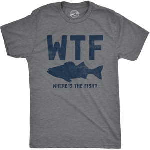 Mens Size Matters Funny Fishing Novelty Sarcastic Tee Guys Gift | Funny T Shirts, Graphic Apparel for Men, Cool Fishing Short Sleeve, Sarcastic, Soft Cotton Blend, Novelty Tees for Guys(Dark Heather Grey – Wtf)