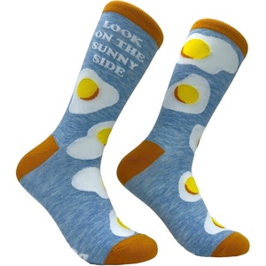 Women’s Look On The Sunny Side Socks Funny Breakfast Eggs Joke Footwear | Funny Graphic Socks, Easter Sock, Cool Food Sock, Sarcastic, Stretchy and Soft, Novelty Socks