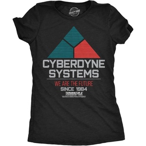 Womens Terminator 2 Judgement Day (Tm) T Shirts Retro Movie Tees(Heather Black – Cyberdyne Systems 1984)