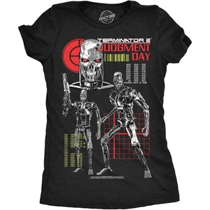 Womens Terminator 2 Judgement Day (Tm) T Shirts Retro Movie Tees(Heather Black – Endo Collage)